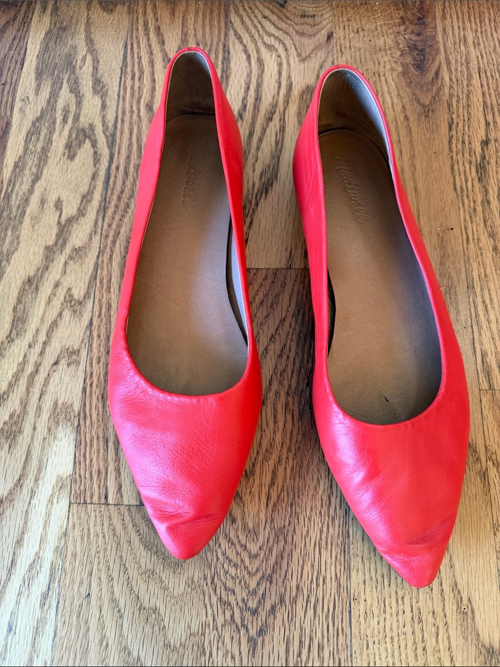 Madewell Red Pointed-Toe Leather Flats